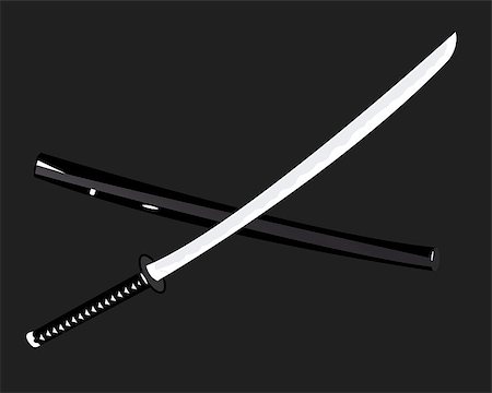 Japanese katana on a black background Foto de stock - Royalty-Free Super Valor e Assinatura, Número: 400-07445580