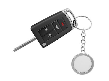 Car key with metal keyring, isolated on white background Stock Photo - Budget Royalty-Free & Subscription, Code: 400-07445675