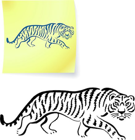 Tiger drawing on post it notes original vector illustration 6 color versions included Stockbilder - Microstock & Abonnement, Bildnummer: 400-07445741