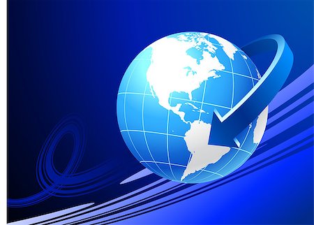 simsearch:400-07444842,k - Globe on blue background with arrow Original Vector Illustration Globes and Maps Ideal for Business Concepts Foto de stock - Super Valor sin royalties y Suscripción, Código: 400-07445802