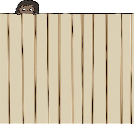 Curious girl peeking over top of fence Stock Photo - Budget Royalty-Free & Subscription, Code: 400-07445841
