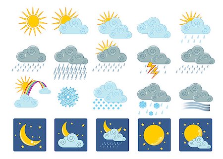 Vector illustration (eps 10) of 20 weather icons Stock Photo - Budget Royalty-Free & Subscription, Code: 400-07446091