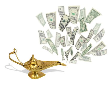 Money fly out of Aladdin's magic lamp. Business concept Photographie de stock - Aubaine LD & Abonnement, Code: 400-07446234