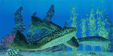simsearch:400-04697365,k - Drepanaspis gemuendenensis is an extinct primitive jawless fish from the Devonian Period. Foto de stock - Super Valor sin royalties y Suscripción, Código: 400-07446270