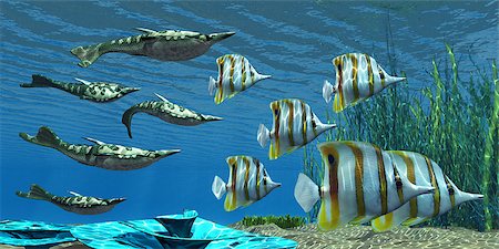 simsearch:400-04697365,k - Pteraspis is an extinct genus of jawless ocean fish that lived in the Devonian period. Foto de stock - Super Valor sin royalties y Suscripción, Código: 400-07446273