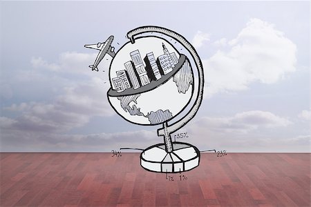 simsearch:400-07347006,k - Travel and tourism doodle against clouds in a room Fotografie stock - Microstock e Abbonamento, Codice: 400-07446459