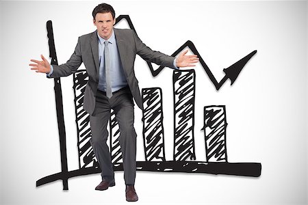 simsearch:400-07339684,k - Businessman standing with arms out against bar chart illustration Stock Photo - Budget Royalty-Free & Subscription, Code: 400-07447222