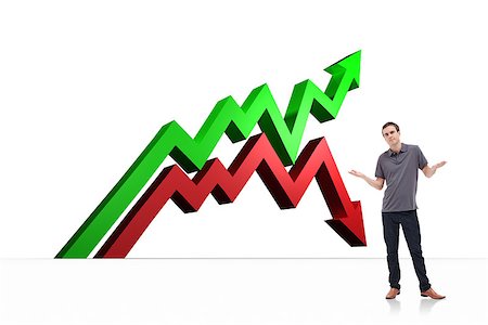 someone shrugging their shoulders - Man shrugging his shoulders against red and green arrows Stock Photo - Budget Royalty-Free & Subscription, Code: 400-07447893