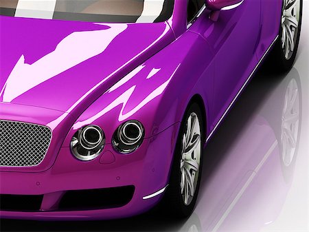 simsearch:400-09095003,k - Premium lilac car with chromium wheels is isolated on a white reflective surface. View front Stockbilder - Microstock & Abonnement, Bildnummer: 400-07449048