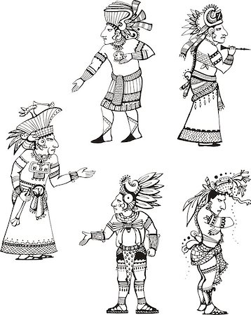 simsearch:400-05349464,k - People characters in ancient maya style. Set of vector images. Stockbilder - Microstock & Abonnement, Bildnummer: 400-07449194