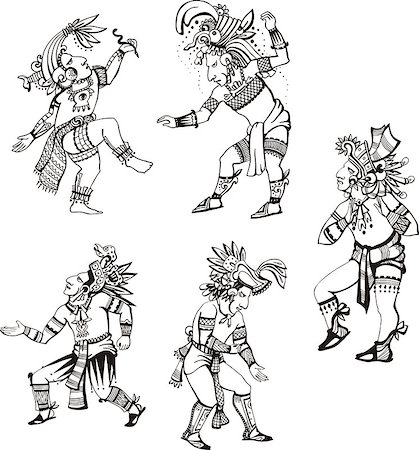 simsearch:400-05349464,k - People characters in ancient maya style. Set of vector images. Stockbilder - Microstock & Abonnement, Bildnummer: 400-07449197