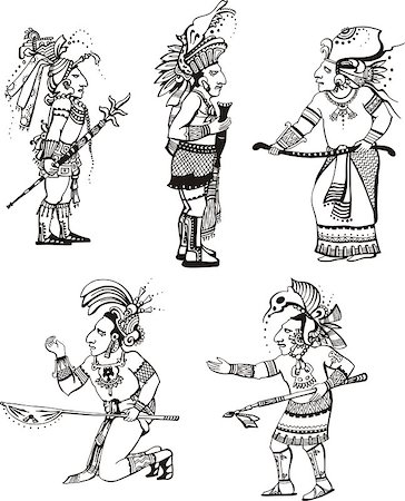 simsearch:400-05349464,k - People characters in ancient maya style. Set of vector images. Stockbilder - Microstock & Abonnement, Bildnummer: 400-07449193