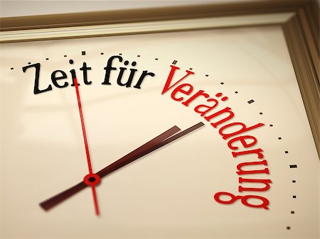 simsearch:400-05386631,k - An image of a clock with time for change in german language Stock Photo - Budget Royalty-Free & Subscription, Code: 400-07449472