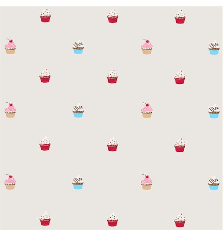 seamless pattern with decorated cupcakes Stock Photo - Budget Royalty-Free & Subscription, Code: 400-07449758