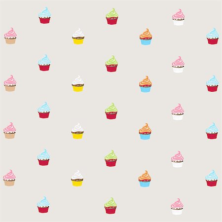 seamless pattern with decorated cupcakes Stock Photo - Budget Royalty-Free & Subscription, Code: 400-07449759