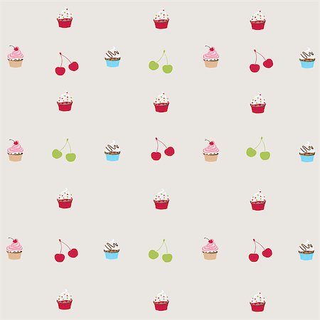 seamless pattern with decorated cupcakes Stock Photo - Budget Royalty-Free & Subscription, Code: 400-07449760