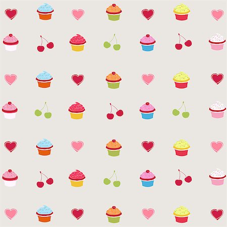 seamless pattern with decorated cupcakes Stock Photo - Budget Royalty-Free & Subscription, Code: 400-07449761