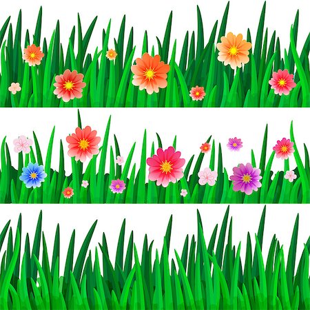 simsearch:400-04830667,k - banners with repeating pattern tile of isolate grass with flowers for your design Photographie de stock - Aubaine LD & Abonnement, Code: 400-07449860