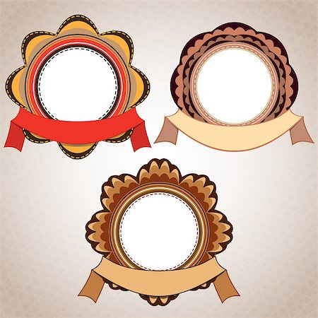 simsearch:400-06091446,k - Retro Badge in The Shape of a Flower And Ribbon Stock Photo - Budget Royalty-Free & Subscription, Code: 400-07449863