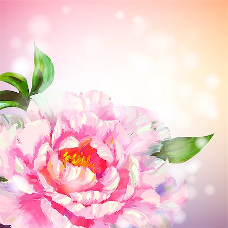 peony art - Peonies flowers background. Spring flowers invitation template card Stock Photo - Budget Royalty-Free & Subscription, Code: 400-07449884