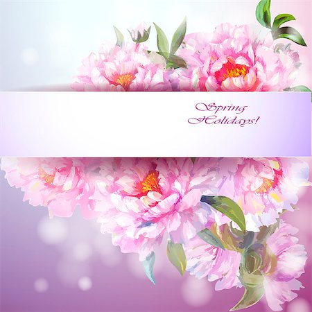 peony art - Peonies flowers background. Spring flowers invitation template card Stock Photo - Budget Royalty-Free & Subscription, Code: 400-07449886