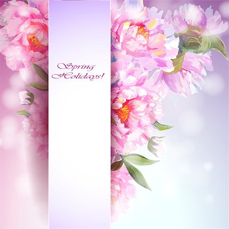 peony art - Peonies flowers background. Spring flowers invitation template card Stock Photo - Budget Royalty-Free & Subscription, Code: 400-07449887