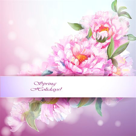 peony art - Peonies flowers background. Spring flowers invitation template card Stock Photo - Budget Royalty-Free & Subscription, Code: 400-07449888