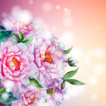 peony art - Peonies flowers background. Spring flowers invitation template card Stock Photo - Budget Royalty-Free & Subscription, Code: 400-07449883