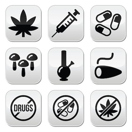 stop sign smoke - Vector buttons set - different types of drugs isolated on white Stock Photo - Budget Royalty-Free & Subscription, Code: 400-07449966