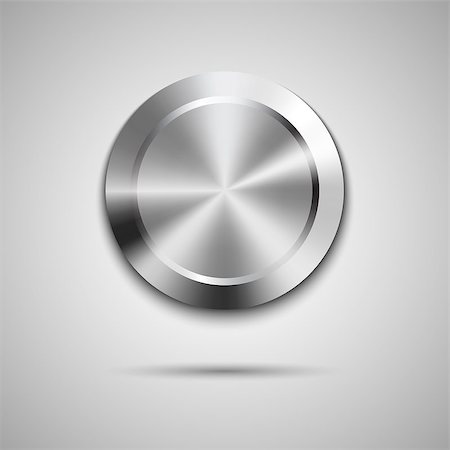 Abstract technology circle button template with metal texture (chrome, steel, silver), realistic shadow and light background for user interfaces (UI), applications (apps) and business presentations Stock Photo - Budget Royalty-Free & Subscription, Code: 400-07449996