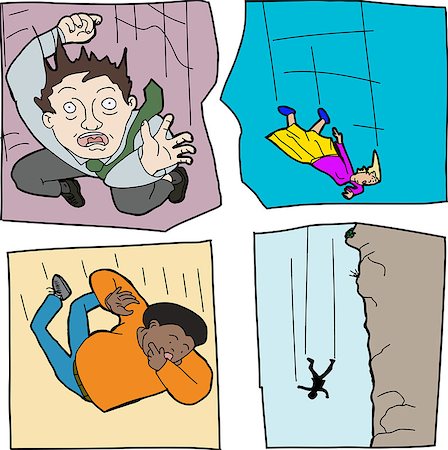Cartoons of scared men and women falling down Photographie de stock - Aubaine LD & Abonnement, Code: 400-07450010