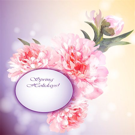 peony art - Peonies flowers background. Spring flowers invitation template card Stock Photo - Budget Royalty-Free & Subscription, Code: 400-07450459