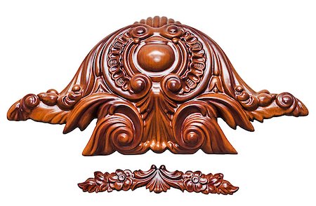 Antique wood ornament isolated on white background Stock Photo - Budget Royalty-Free & Subscription, Code: 400-07450717