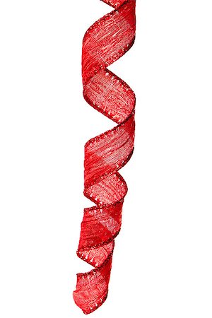 simsearch:400-07450793,k - Curled holiday ribbon strip isolated on white background Stock Photo - Budget Royalty-Free & Subscription, Code: 400-07450794