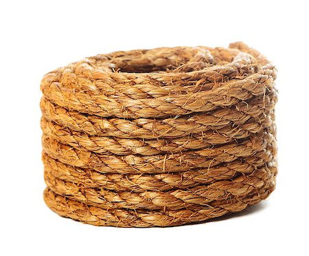 simsearch:400-06519121,k - Roll of hemp rope on pure white background Stock Photo - Budget Royalty-Free & Subscription, Code: 400-07450796