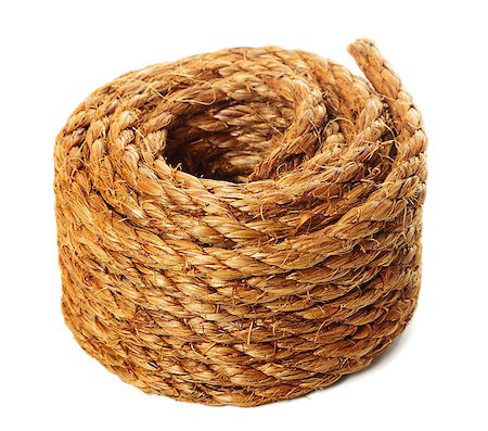 simsearch:400-05888573,k - Roll of hemp rope on pure white background Photographie de stock - Aubaine LD & Abonnement, Code: 400-07450797