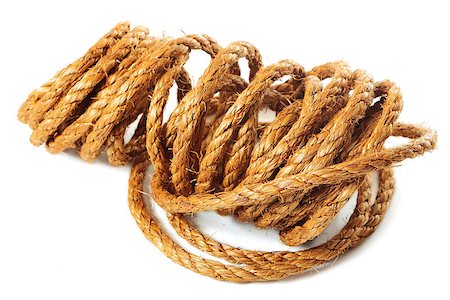 simsearch:400-05888573,k - Roll of hemp rope on pure white background Photographie de stock - Aubaine LD & Abonnement, Code: 400-07450803