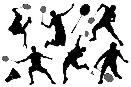 simsearch:400-04215852,k - badminton silhouettes on the white background Stock Photo - Budget Royalty-Free & Subscription, Code: 400-07450828
