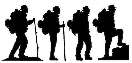 hiker silhouettes on the white background Stock Photo - Budget Royalty-Free & Subscription, Code: 400-07450834