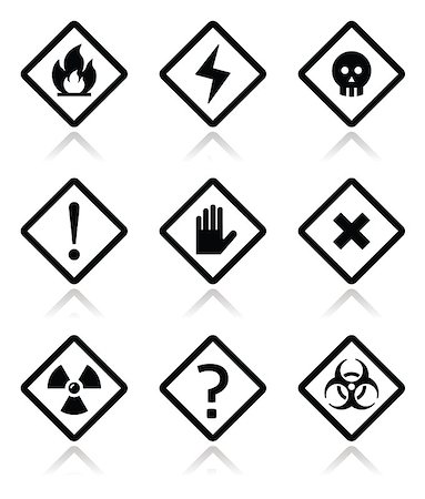 risk of death vector - Vector risk, danger icons set isolated on white Stock Photo - Budget Royalty-Free & Subscription, Code: 400-07450900