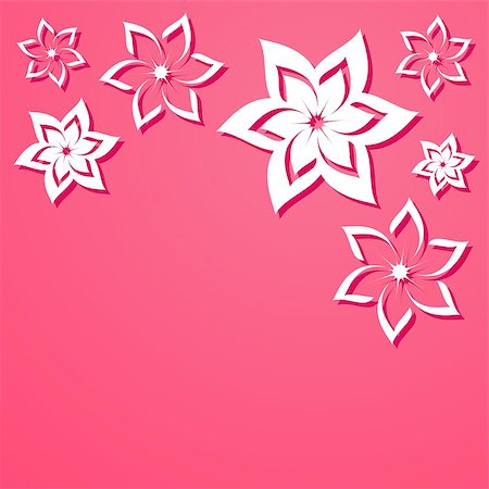 Pink vector background with beautiful white flowers Stock Photo - Budget Royalty-Free & Subscription, Code: 400-07464005