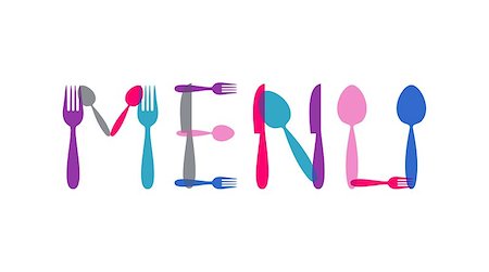 fork and spoon frame - Colorful restaurant menu icon made of cutlery icons Stock Photo - Budget Royalty-Free & Subscription, Code: 400-07464003