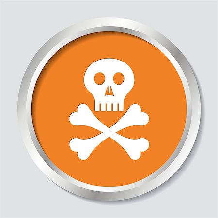 White skull with crossed bones on orange button Stock Photo - Budget Royalty-Free & Subscription, Code: 400-07464017