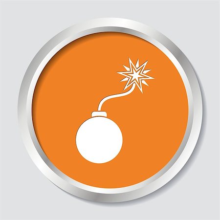 White vector bomb symbol on orange button Stock Photo - Budget Royalty-Free & Subscription, Code: 400-07464020