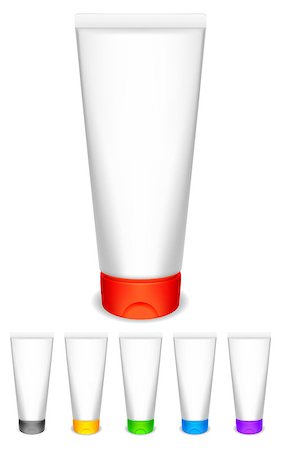 Set of cream or gel tubes with color caps. Stock Photo - Budget Royalty-Free & Subscription, Code: 400-07464066