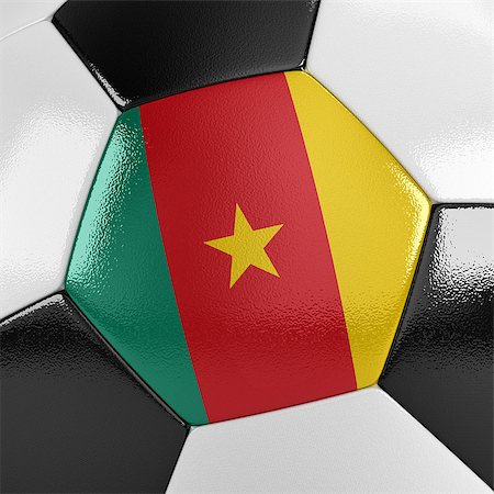 simsearch:400-07466039,k - Close up view of a soccer ball with the Cameroonian flag on it Foto de stock - Super Valor sin royalties y Suscripción, Código: 400-07464080