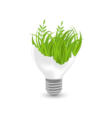 simsearch:400-07464142,k - Illustration lamp with grass inside isolated on white background - vector Foto de stock - Super Valor sin royalties y Suscripción, Código: 400-07464142