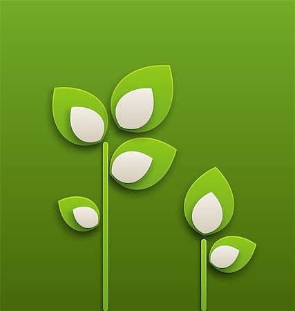 simsearch:400-09121794,k - Illustration abstract paper green plants, ecology background - vector Stock Photo - Budget Royalty-Free & Subscription, Code: 400-07464169