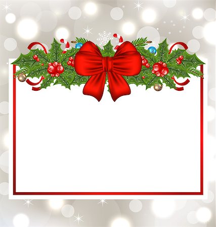 simsearch:400-08113383,k - Illustration Christmas elegant card with holiday decoration - vector Stock Photo - Budget Royalty-Free & Subscription, Code: 400-07464219