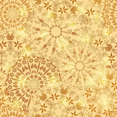 seamless summer backgrounds - Seamless Floral Texture. Gold Shiny Vector Pattern Stock Photo - Budget Royalty-Free & Subscription, Code: 400-07464454
